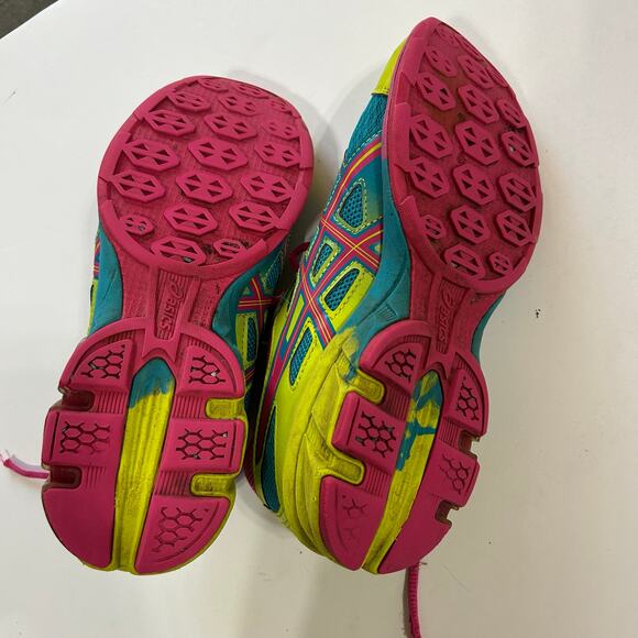 Asics Womens 8.5 Gel Frantic 7 Pink, Blue & Green Neon Running Sneakers Athletic - Picture 8 of 8